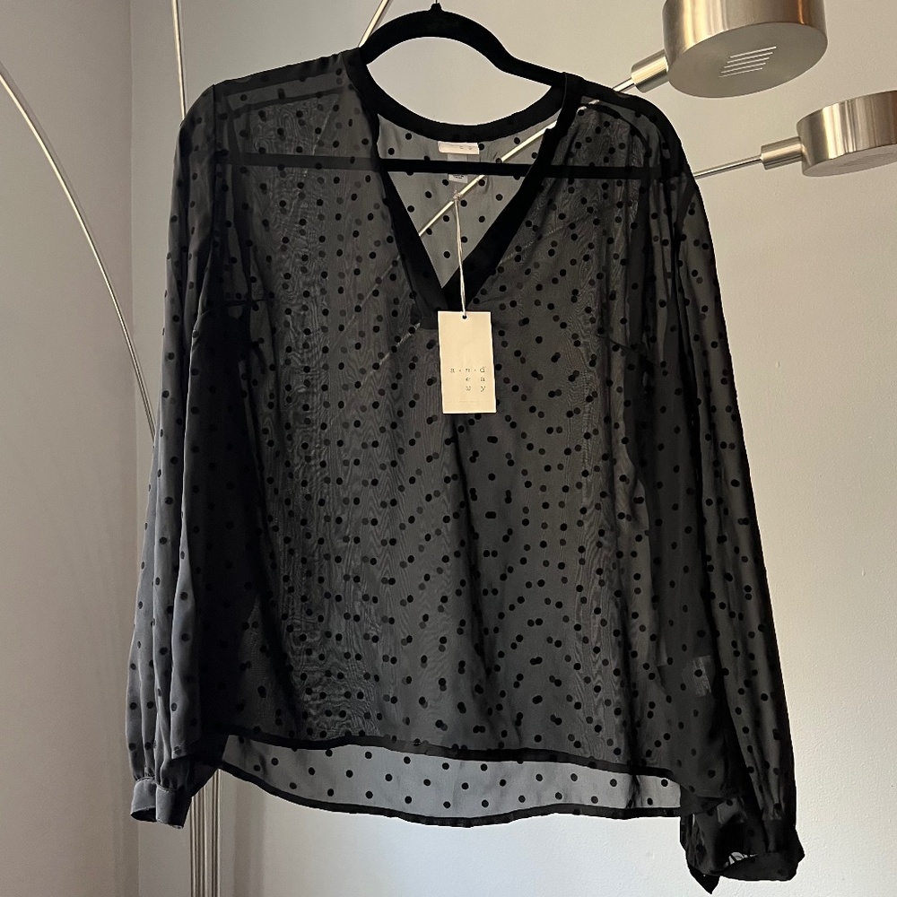 A New Day Target Black Sheer Polka Dot Top